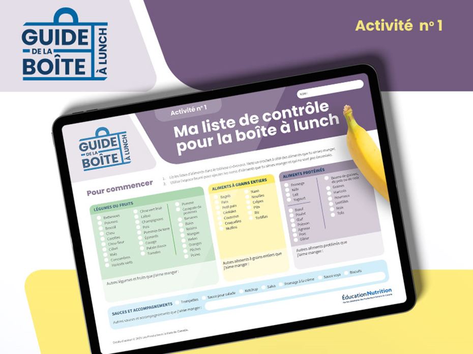 Mon guide de la boîte à lunch activité 