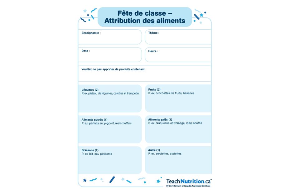 Fête de classe – Attribution des aliments